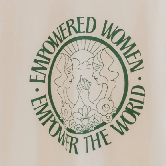 NWT White & Green Feminist Female Empowerment Short Sleeve Graphic Tee - Picture 3 of 3